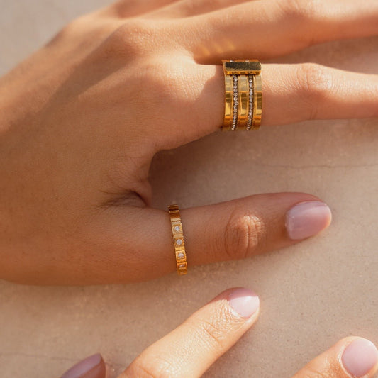 Ring Caviar Stack 18K Gold Plated