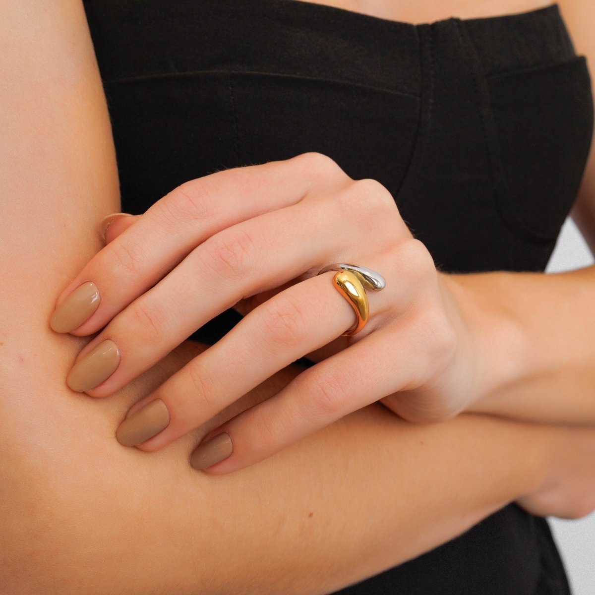 Ring Gota Adjustable with Mixed Gold and Silver Finish