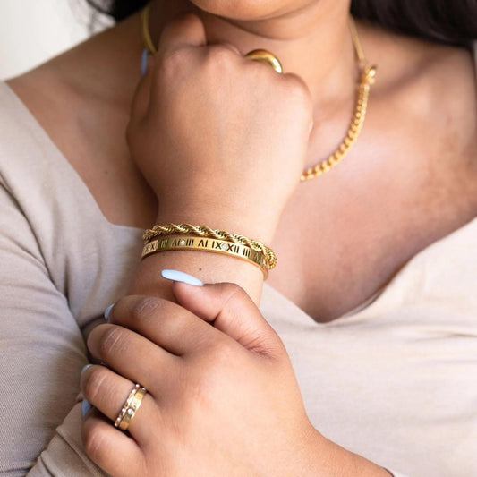 Roman Numerals Bracelet 18K Gold Plated
