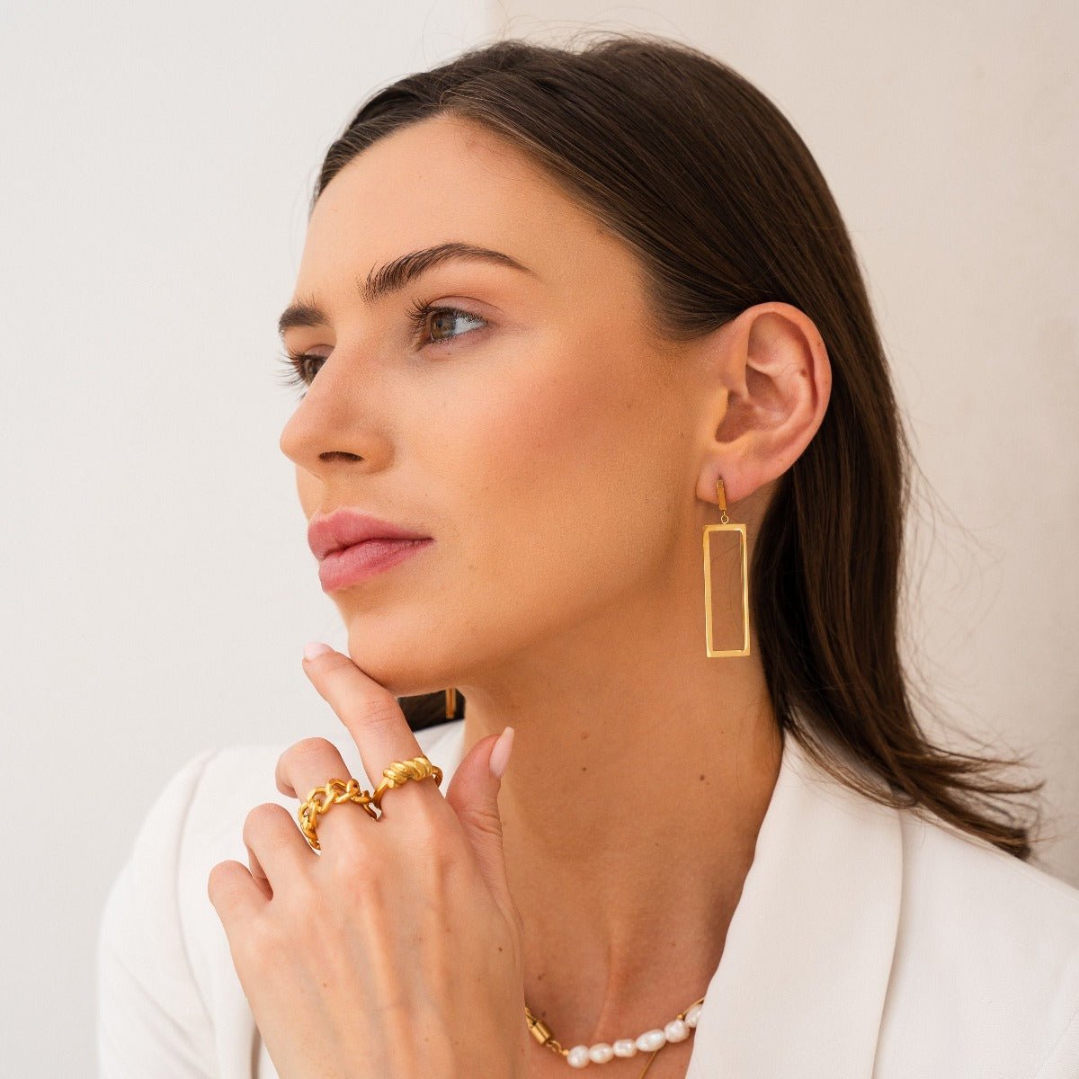 Earring Diana Geometric Rectangular 18K Gold Plated