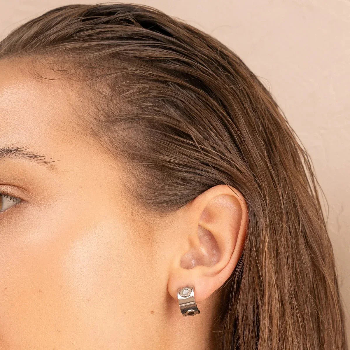 Spinning Roman Numeral Earring - Silver