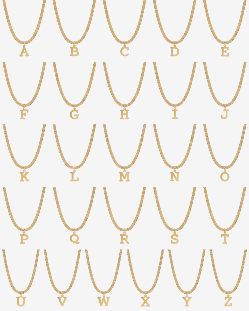 Necklace Letter Initial Mesh 18K Gold Plated