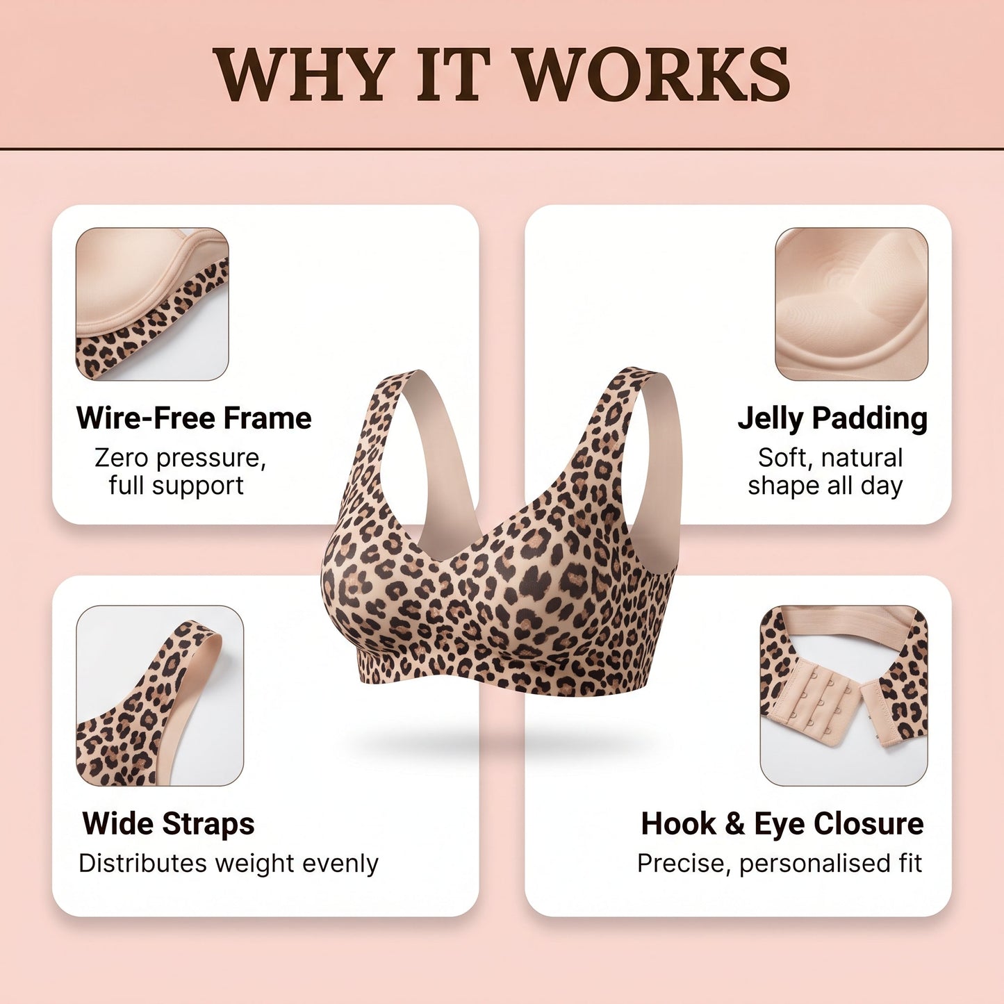 Wireless Leopard Jelly Bra