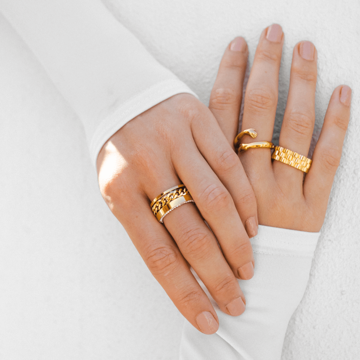 Ring Links Zirconia 18K Gold Plated