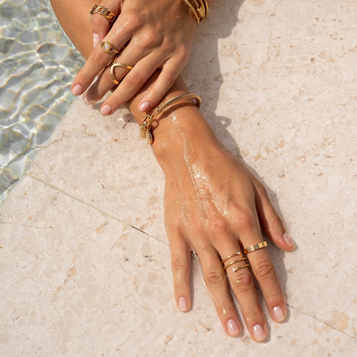 Square Anatomical Alliance Ring 18K Gold Plated