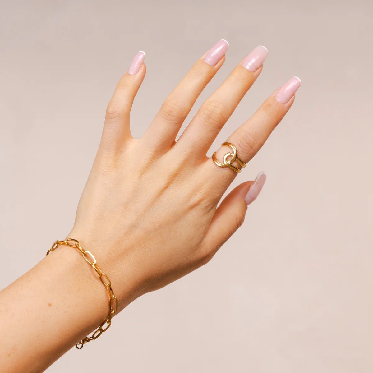 Ring Abstract Links Adjustable 18K Gold Plated
