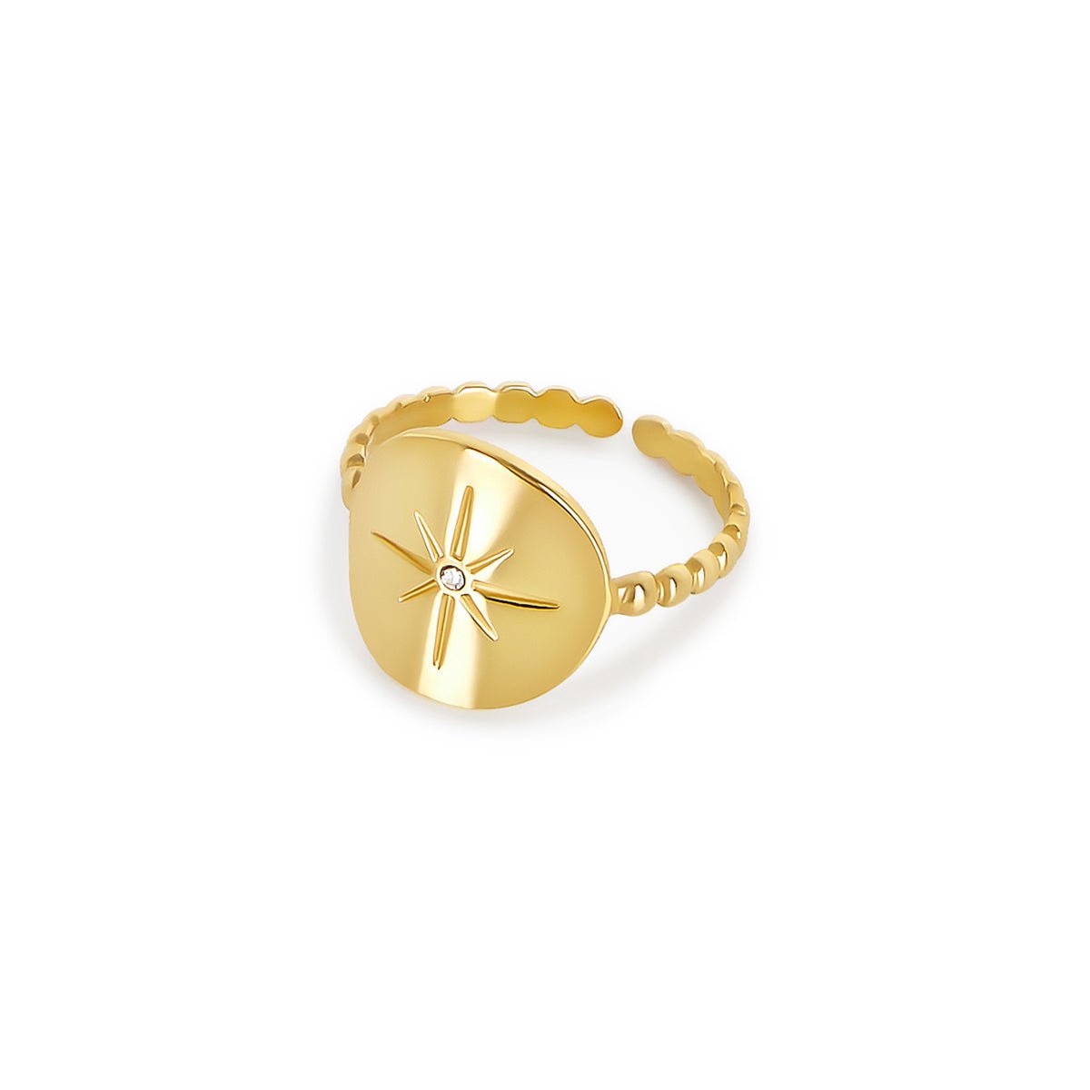 Ring Adjustable Star Nautical 18K Gold Plated