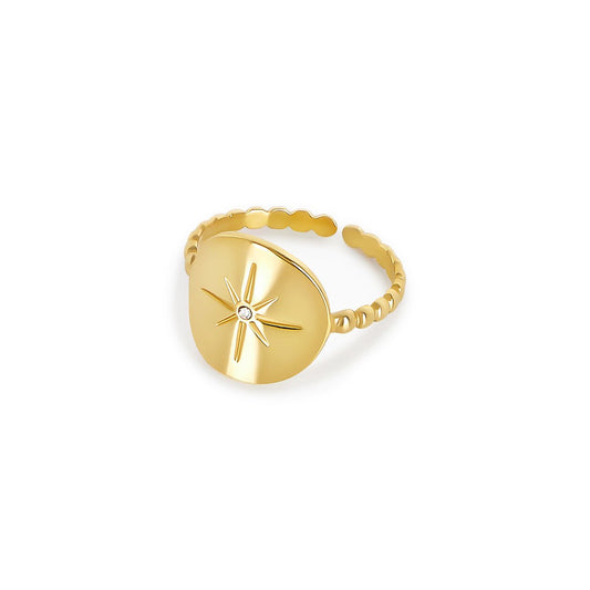 Ring Adjustable Star Nautical 18K Gold Plated