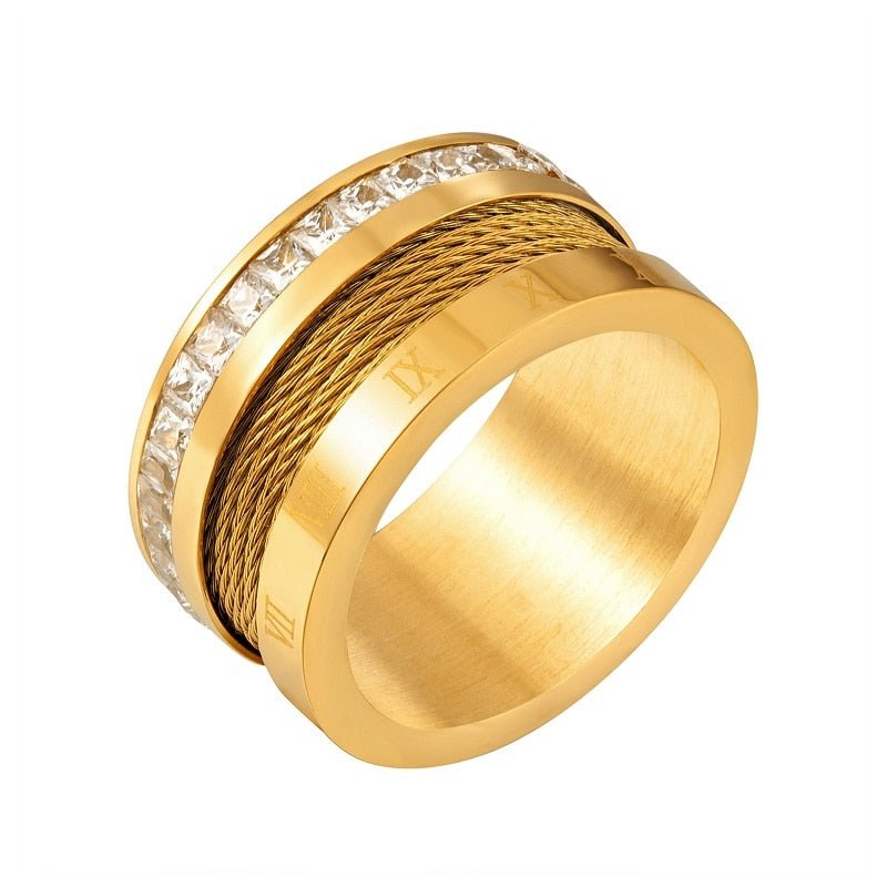 Ring Wire and Crystals 18K Gold Plated
