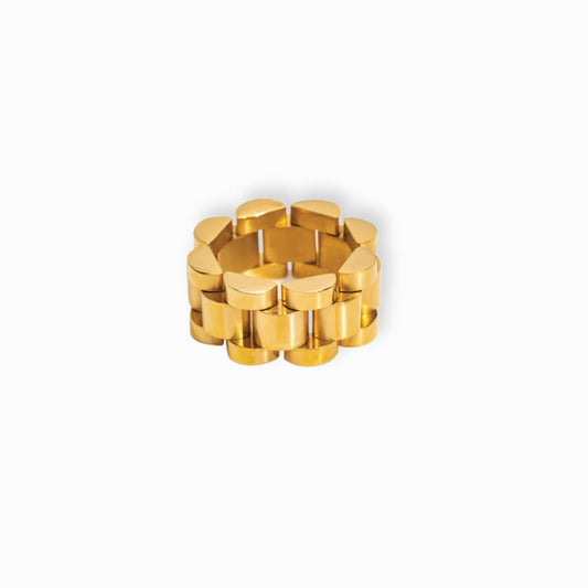 Ring Beauty Wide Links Minimalist 18K Gold Plated