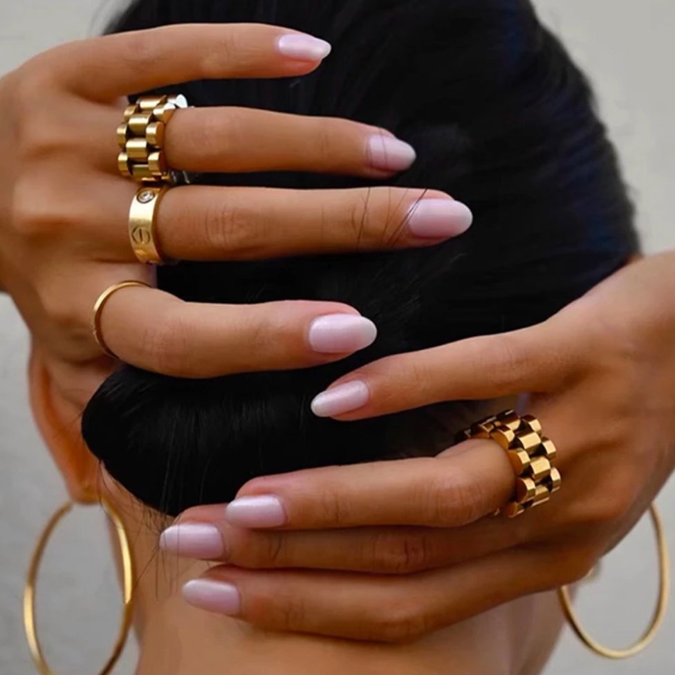 Ring Beauty Wide Links Minimalist 18K Gold Plated