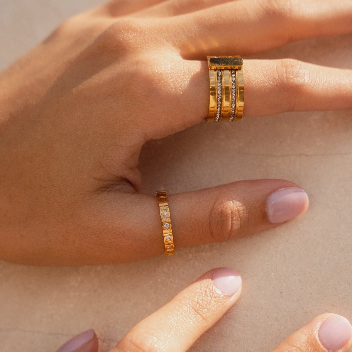 Ring Caviar Stack 18K Gold Plated