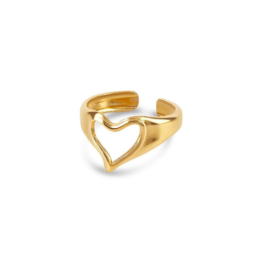 Ring Heart Abstract Adjustable 18K Gold Plated