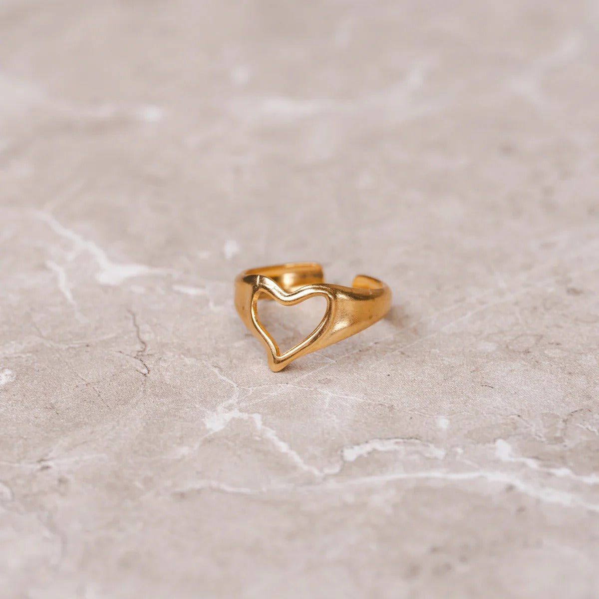 Ring Heart Abstract Adjustable 18K Gold Plated