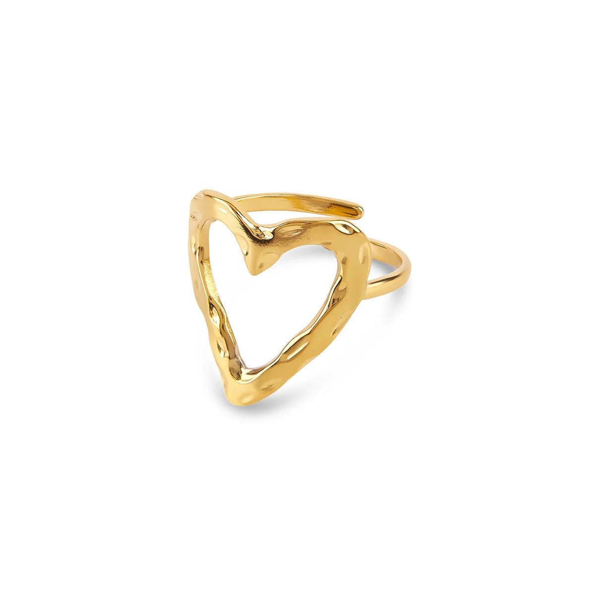 Ring Heart Organic Adjustable 18K Gold Plated