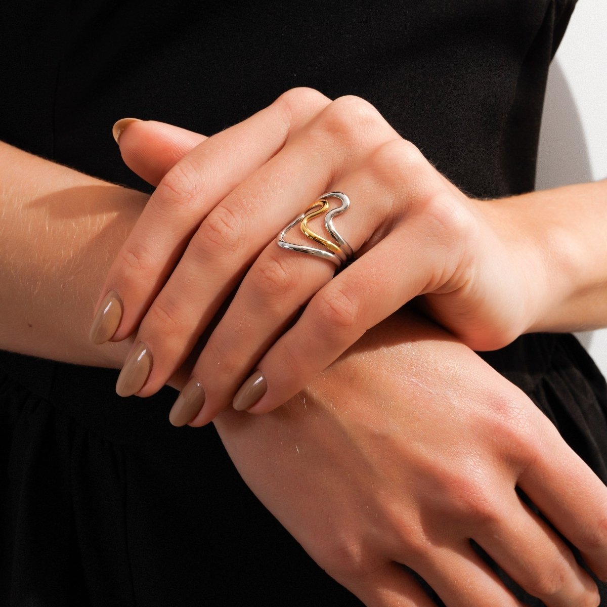 Ring Harmonia Dual Adjustable with Mixed Gold and Silver Finish