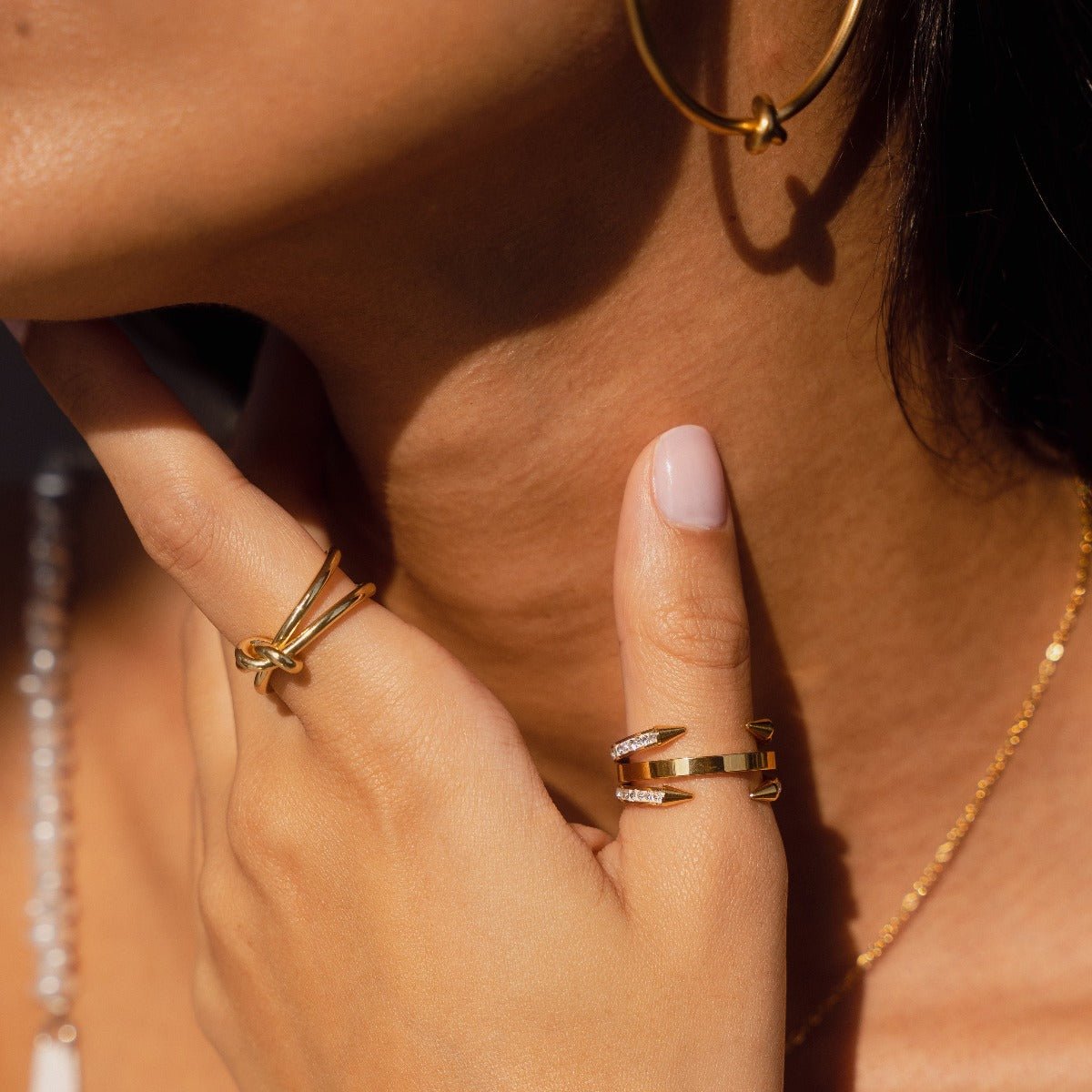 Ring Nail Tips 18K Gold Plated