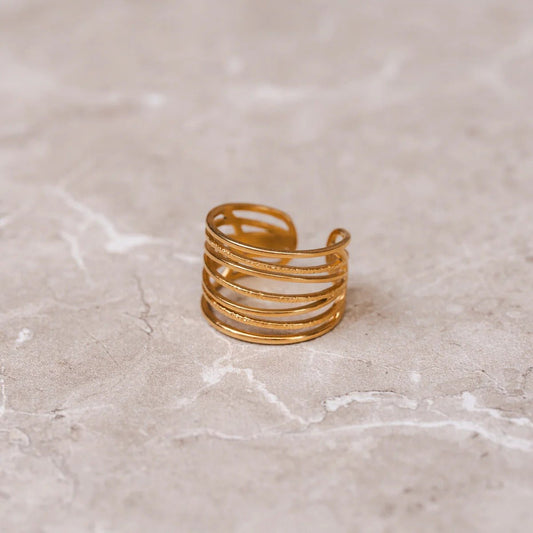 Ring Tramas Adjustable 18K Gold Plated