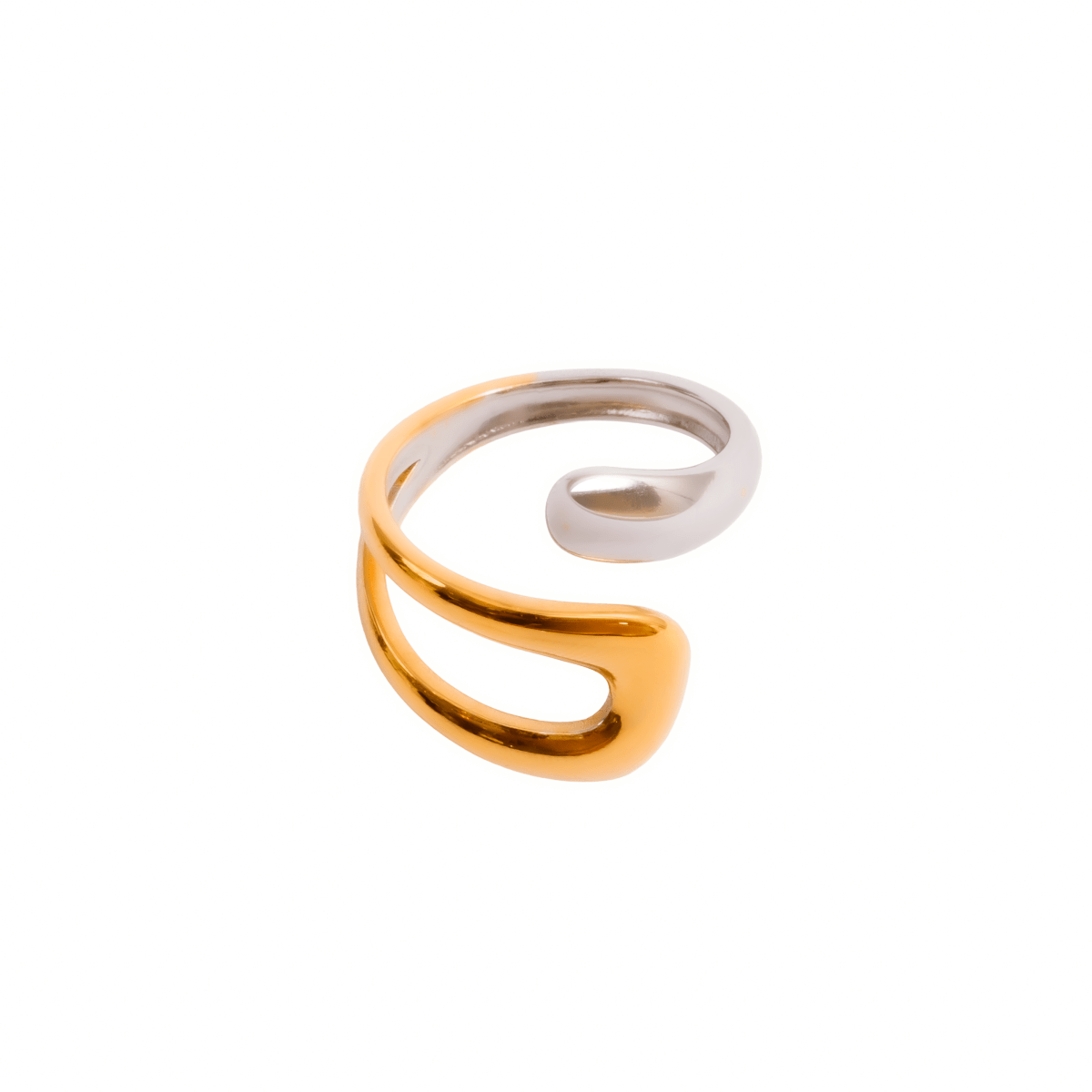 Ring Wave Adjustable with Mixed Gold and Silver Finish