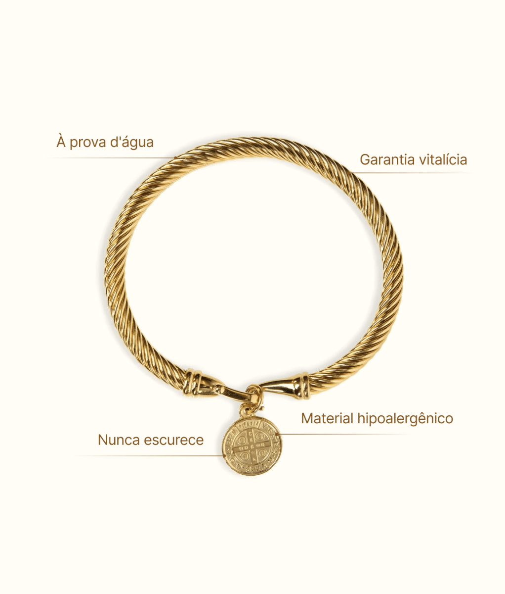 Saint Benedict Pendant Bracelet 18K Gold Plated