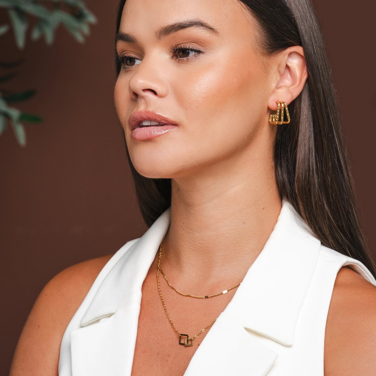 Earring Amelie Triple Divisions 18K Gold Plated