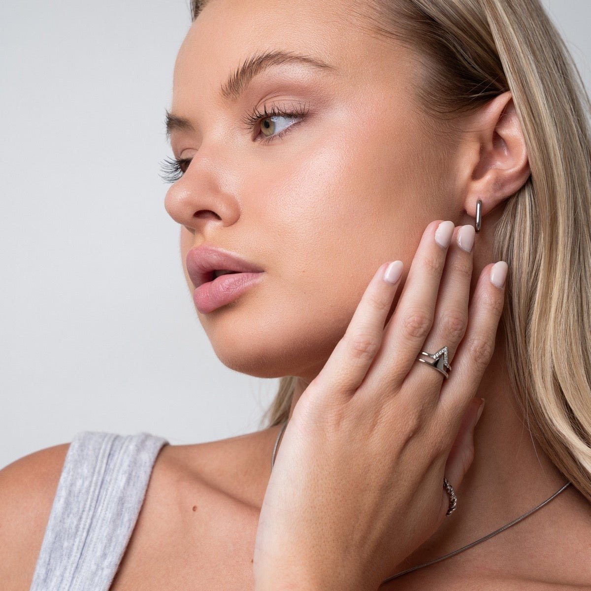 Earring Square Hoop - Silver