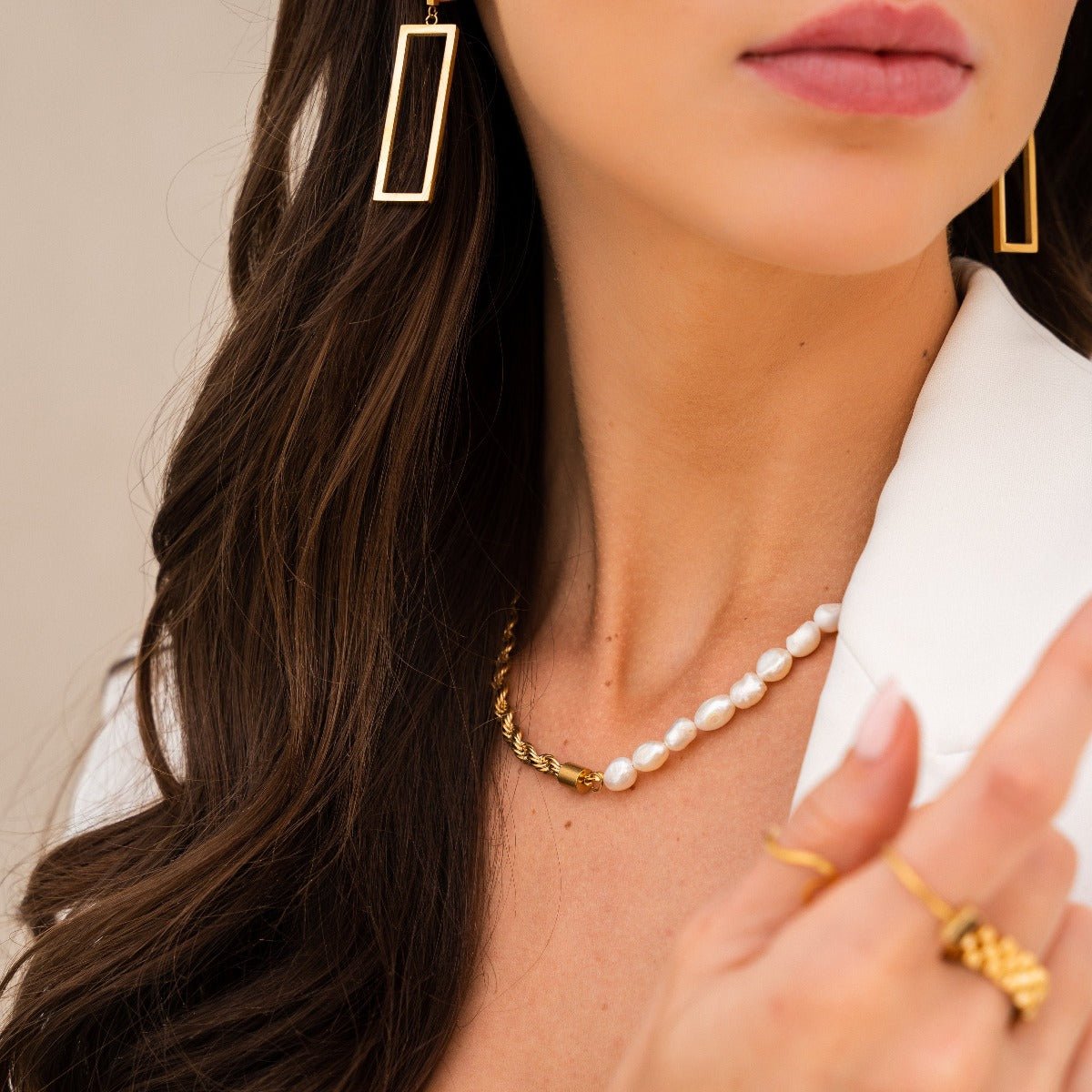 Earring Diana Geometric Rectangular 18K Gold Plated