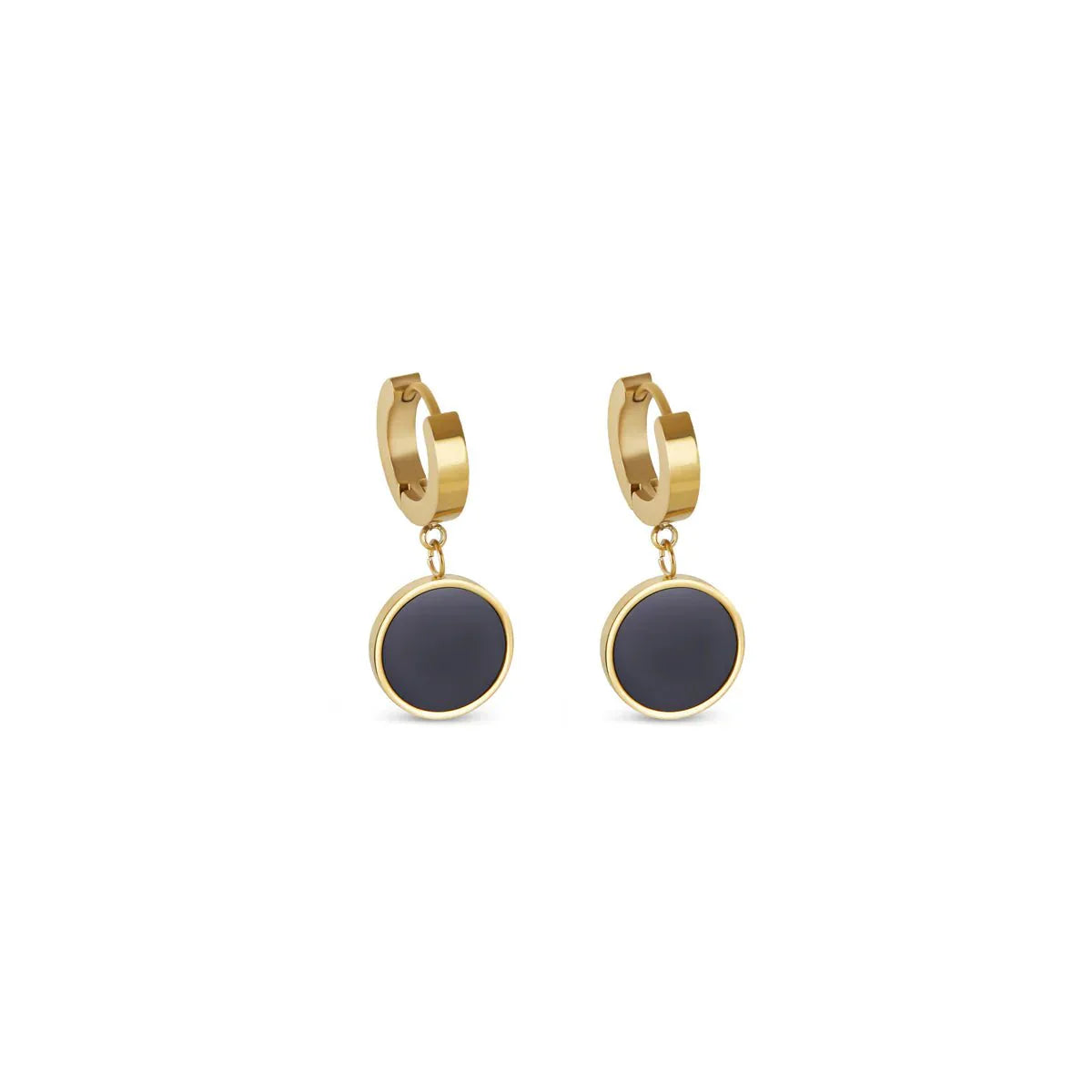 Earring Noir Pendant 18K Gold Plated