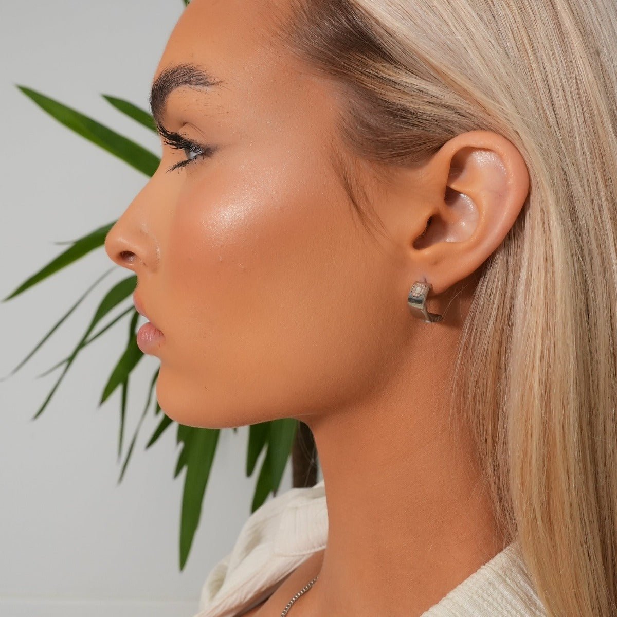 Earring Square Charm - Silver