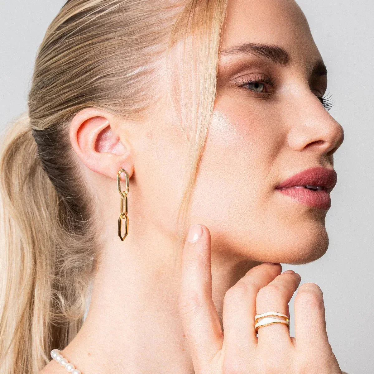 Link Dangling Earrings 18K Gold Plated