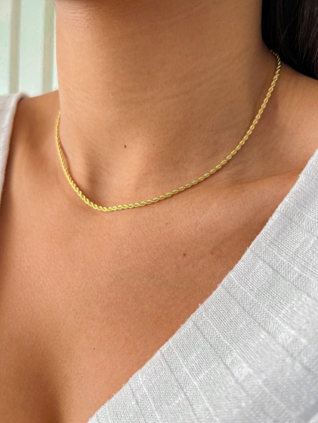 Necklace 2mm Fine Baiano Chain 18K Gold Plated