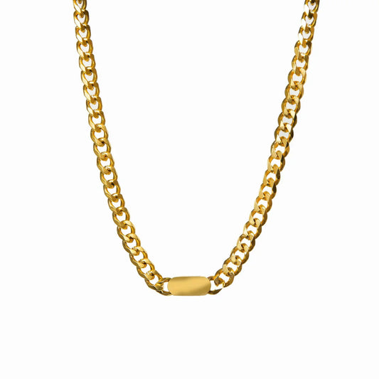 Necklace Minimalist Rectangular Pendant Chain 18K Gold Plated