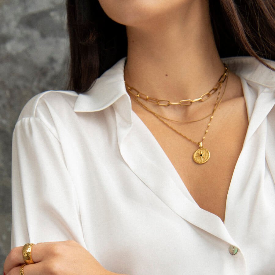 Necklace Star Compass Rose 18K Gold Plated