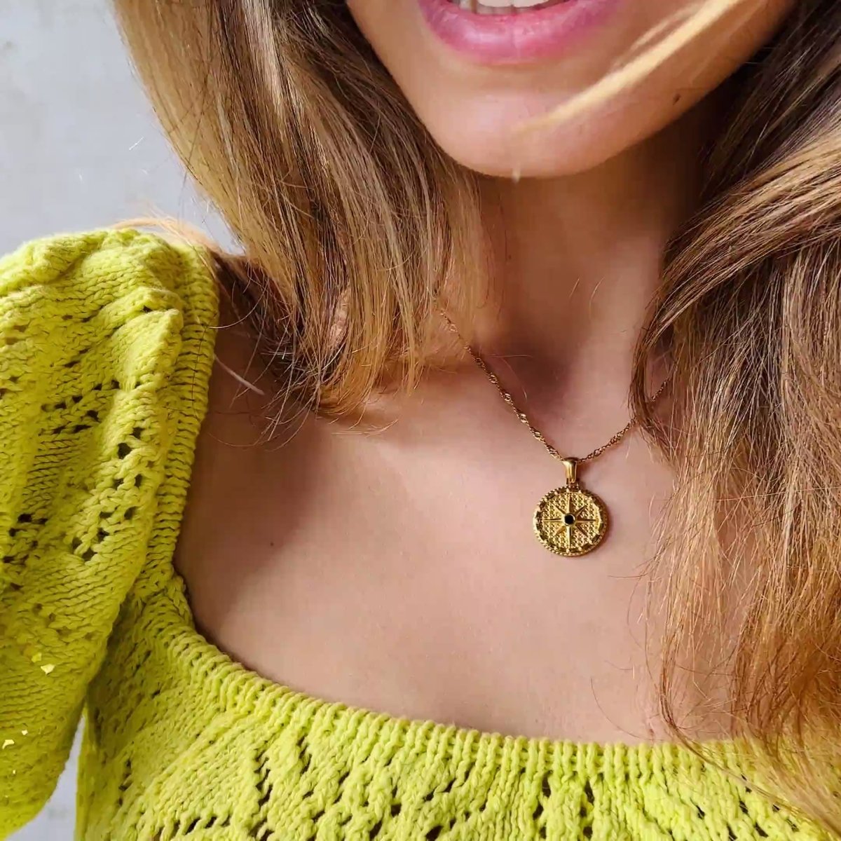 Necklace Star Compass Rose 18K Gold Plated