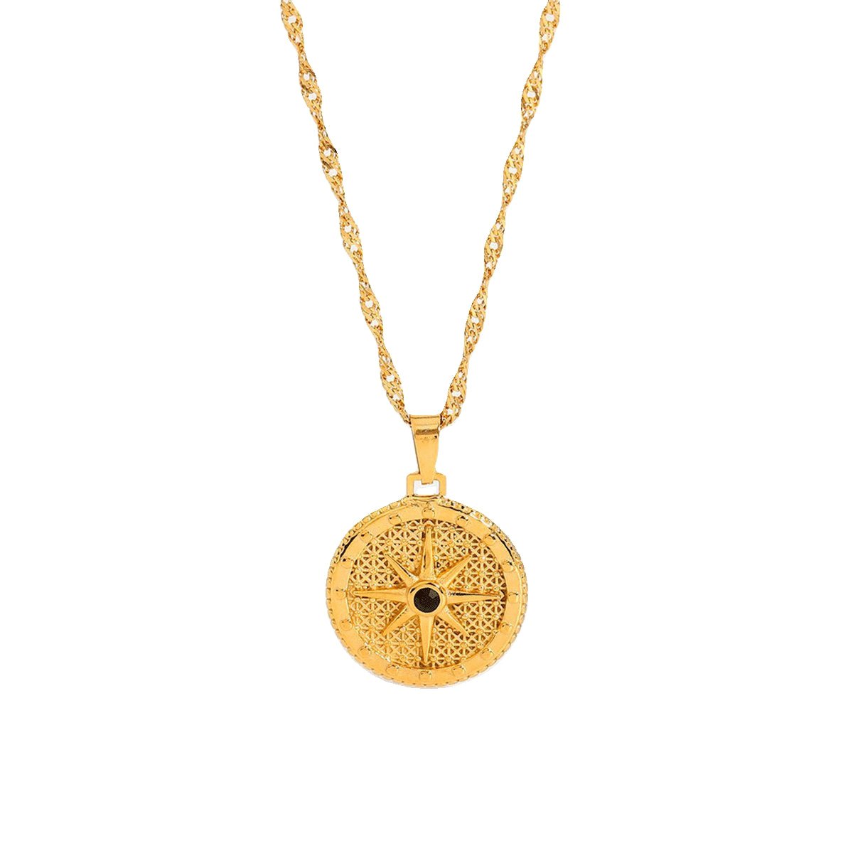 Necklace Star Compass Rose 18K Gold Plated