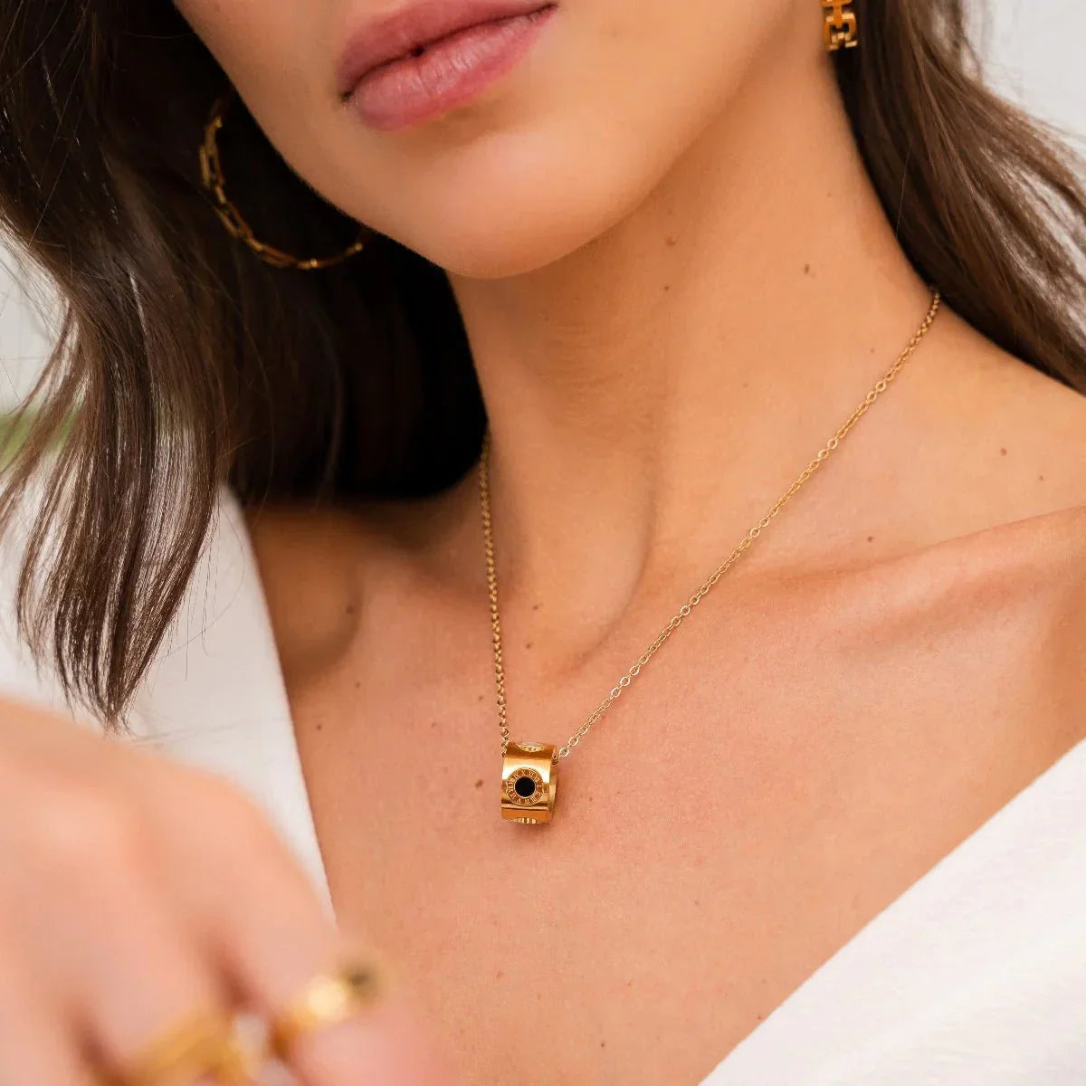 Necklace Spinning Roman Numeral 18K Gold Plated