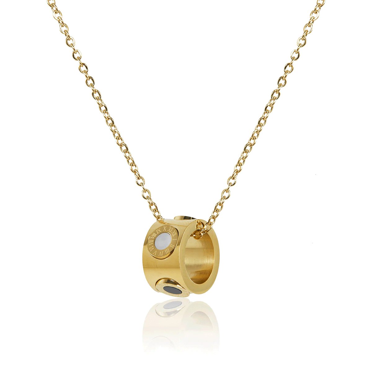 Necklace Spinning Roman Numeral 18K Gold Plated