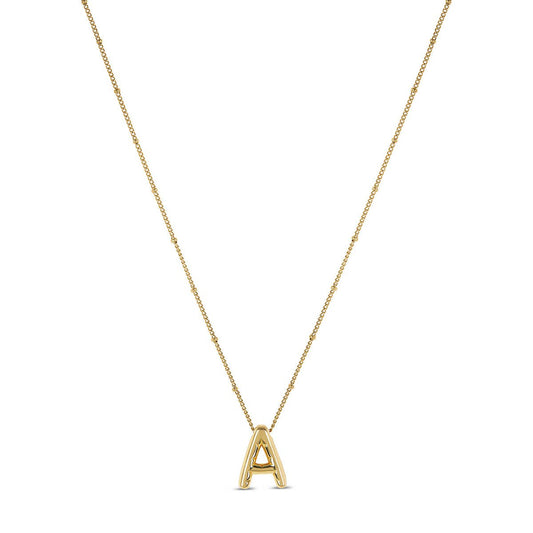 Necklace Letter Initial Bold 18K Gold Plated