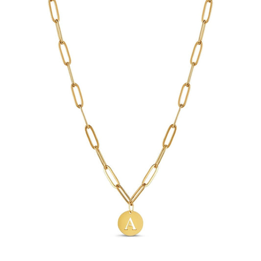 Necklace Letter Initial Clip Chain 18K Gold Plated