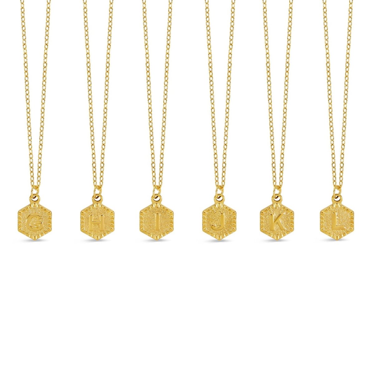 Necklace Letter Initial Hex 18K Gold Plated