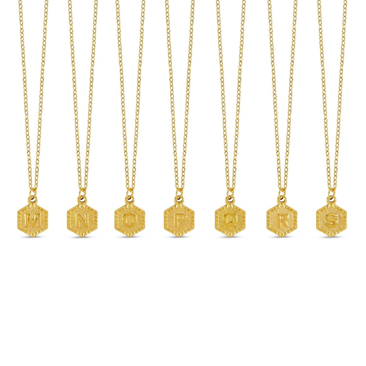 Necklace Letter Initial Hex 18K Gold Plated