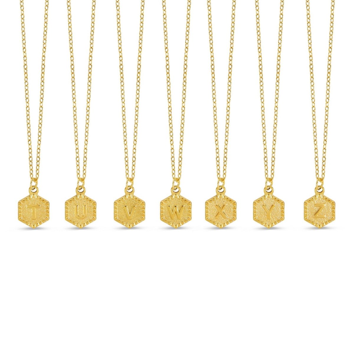 Necklace Letter Initial Hex 18K Gold Plated