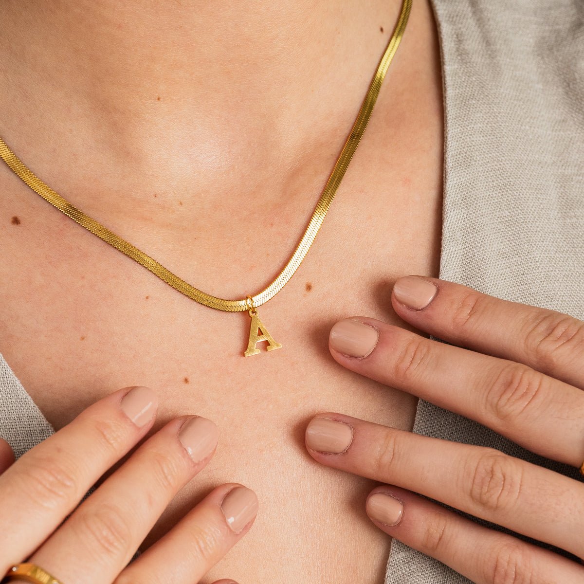Necklace Letter Initial Mesh 18K Gold Plated