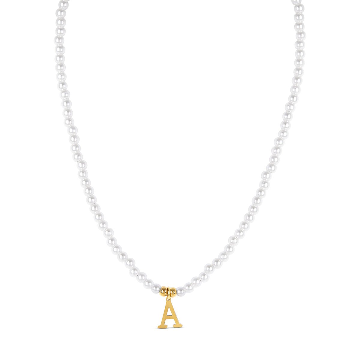 Necklace Letter Initial Pearl 18K Gold Plated