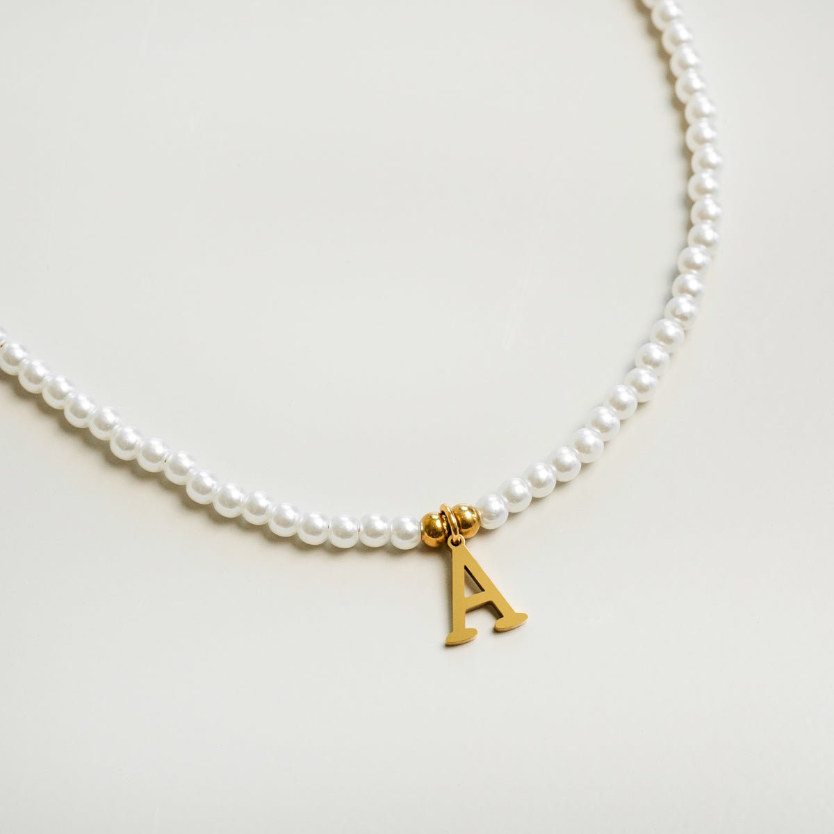 Necklace Letter Initial Pearl 18K Gold Plated