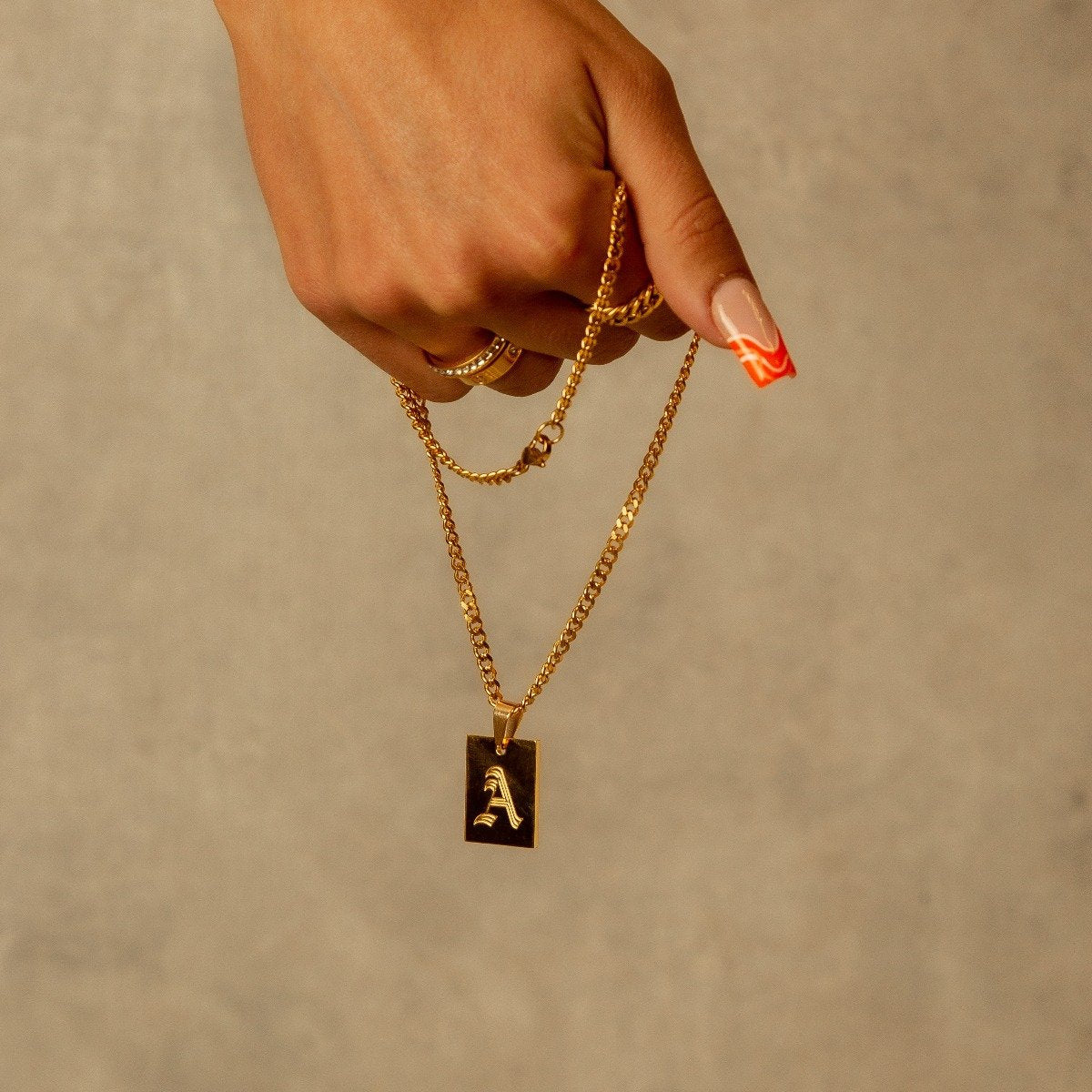 Necklace Letter Initial Modern 18K Gold Plated