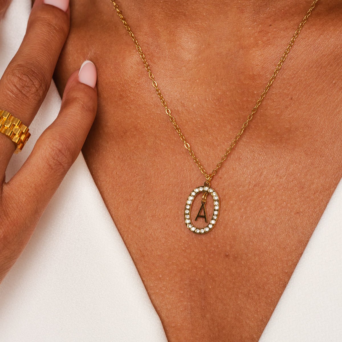 Necklace Letter Initial Prism 18K Gold Plated