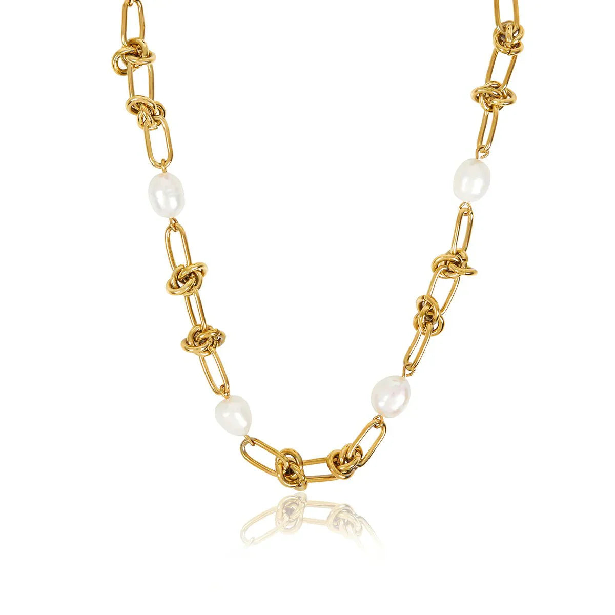 Necklace Knot and Pearls 18K Gold Plated