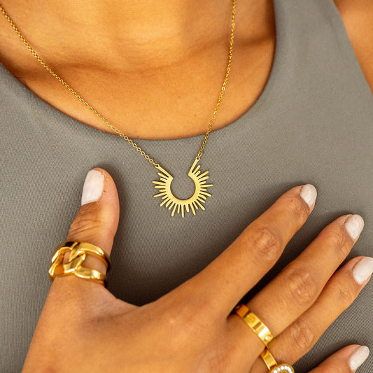 Necklace Spike Pendant 18K Gold Plated