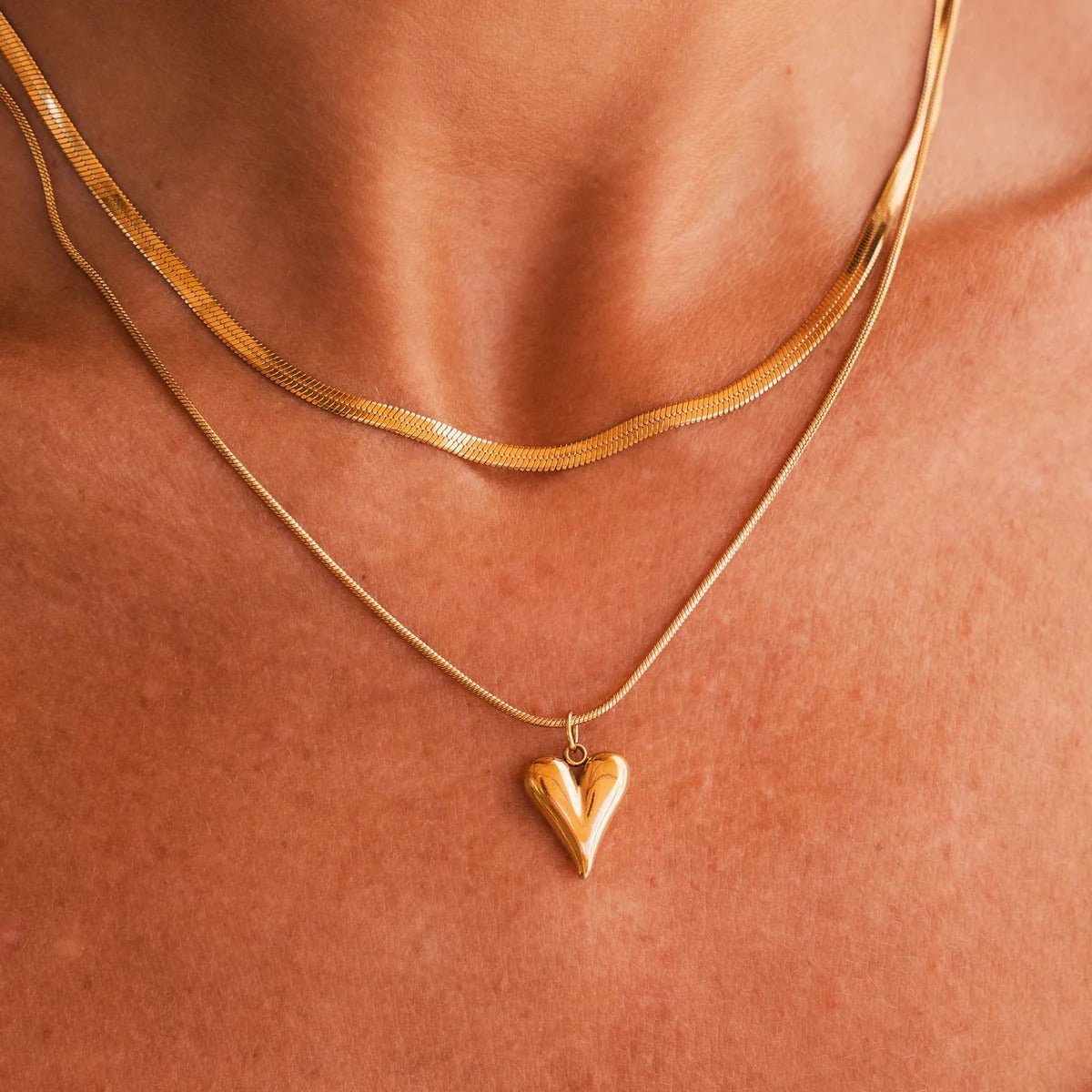 Necklace Mixes Heart Carved 18K Gold Plated